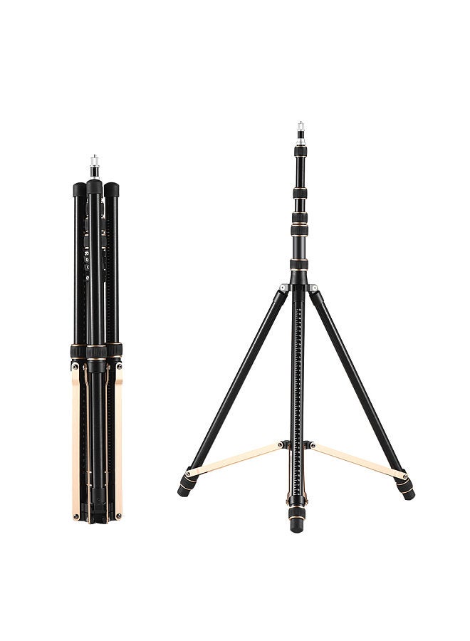 252cm/99in Adjustable Tripod Stand Video Light Stand Aluminum Alloy 4-section Adjustable 6kg/13.2lbs Load Capacity with Detachable Center Column 1/4in & 3/8in Screw