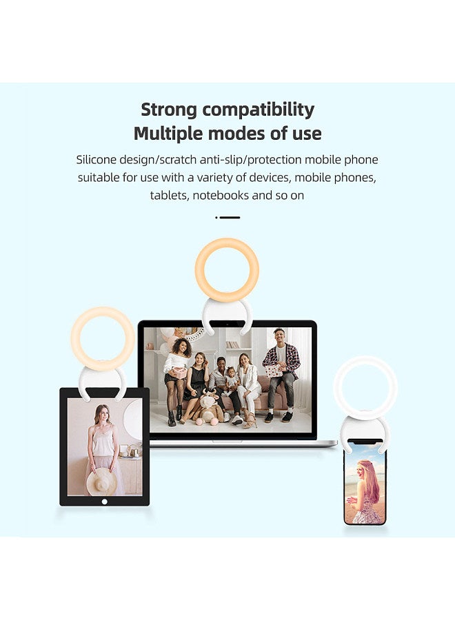 10cm/4in Phone Ring Light 2W Bi-color Selfie light Clip-on Phone Light 3000K-7000K Color Temperature Dimmable 5 Level Brightness 180°Rotatable