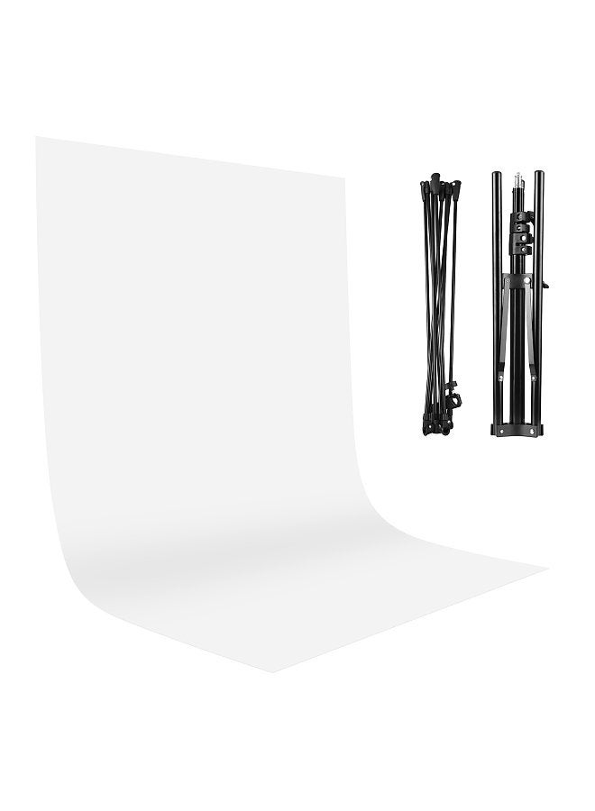 2x1.5m/ 6.5x4.9ft White Photo Backdrop Photography Background Screen with Adjustable Tripod Cross-Shaped Stand for Streaming Gaming Studio Photography