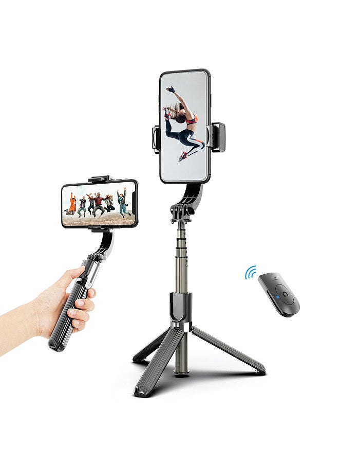 3 in 1 Phone Gimbal Stabilizer Selfie Stick Tripod 86cm 5-Section with Remote Shutter Phone Clamp Smart Rotatable Compatible with iPhone Samsung HUAWEI Smartphones
