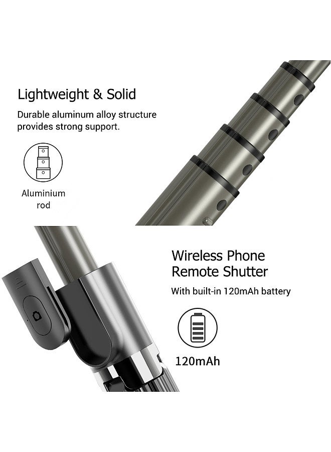 3 in 1 Phone Gimbal Stabilizer Selfie Stick Tripod 86cm 5-Section with Remote Shutter Phone Clamp Smart Rotatable Compatible with iPhone Samsung HUAWEI Smartphones
