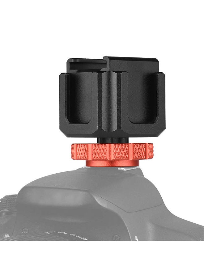 Cold Shoe Adapter Bracket Lightweight Aluminum Alloy with Cold Shoe Mounts Extension for DSLR ILDC Camera Video Light Microphone Monitor Video Shooting Microfilm