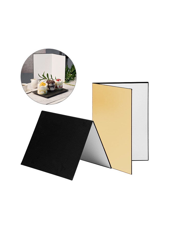 3-in-1 Photography Cardboard Paperboard Folding Photography Reflector Diffuser Board (Black + White + Golden) for Still Life Product Food Photo Shooting,  A3 Size