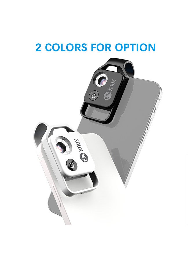 MS002 200X Professional Phone Microscope Lens with Universal Phone Clip CPL Lens for Plant Insect Hair Skin Observation Jewelry Jade Appraisal Electronics Industry Testing