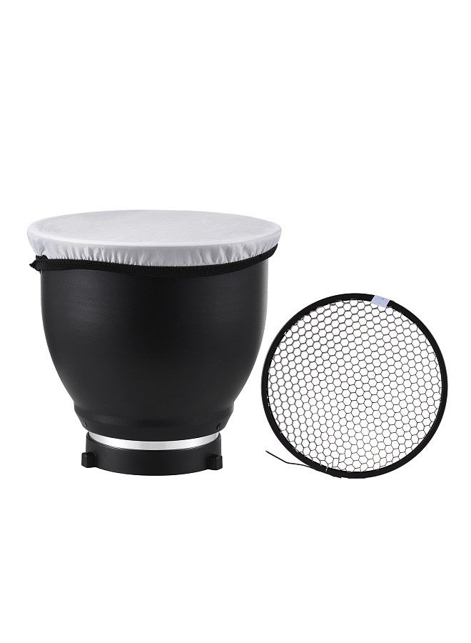 7 Inch Bowens Mount Beauty Dish Standar Reflector Diffuser Lamp Shade Dish with 60°Honeycomb Grid & Diffuser Sock for Bowens Mount Studio Strobe Flash Light Speedlite