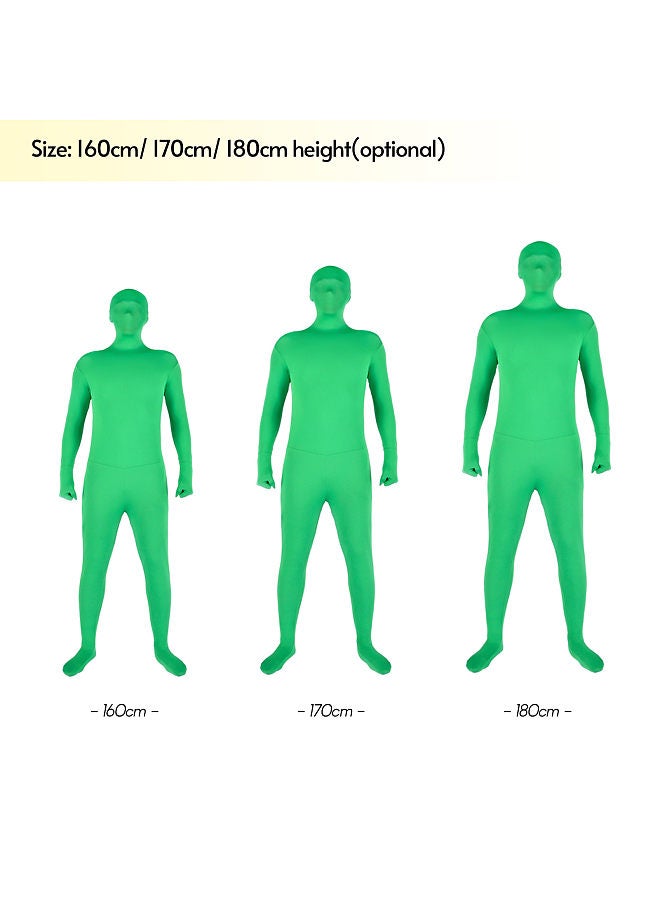 Full Body Photography Chromakey Green Suit Unisex Adult Green Bodysuit Stretch Costume for Photo Video Special Effect Festival Cosplay Carnival,  170cm/67in Height
