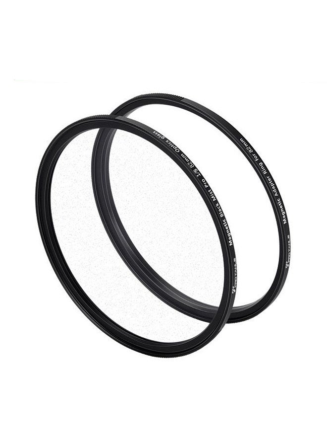 PRO TANLE 82mm Black Diffusion 1/8 Filter Black Mist Cinematic Effect Filter Multi-layer Coating with Magnetic Adapter Ring for Video Vlog Portrait Photography
