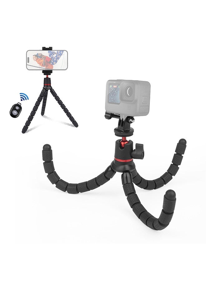 Phone Tripod Tabletop Tripod Stand Octopus Flexible Tripod Holder 2kg/4.4lbs Load Capacity with Remote Control Phone Clip GoPro Adapter