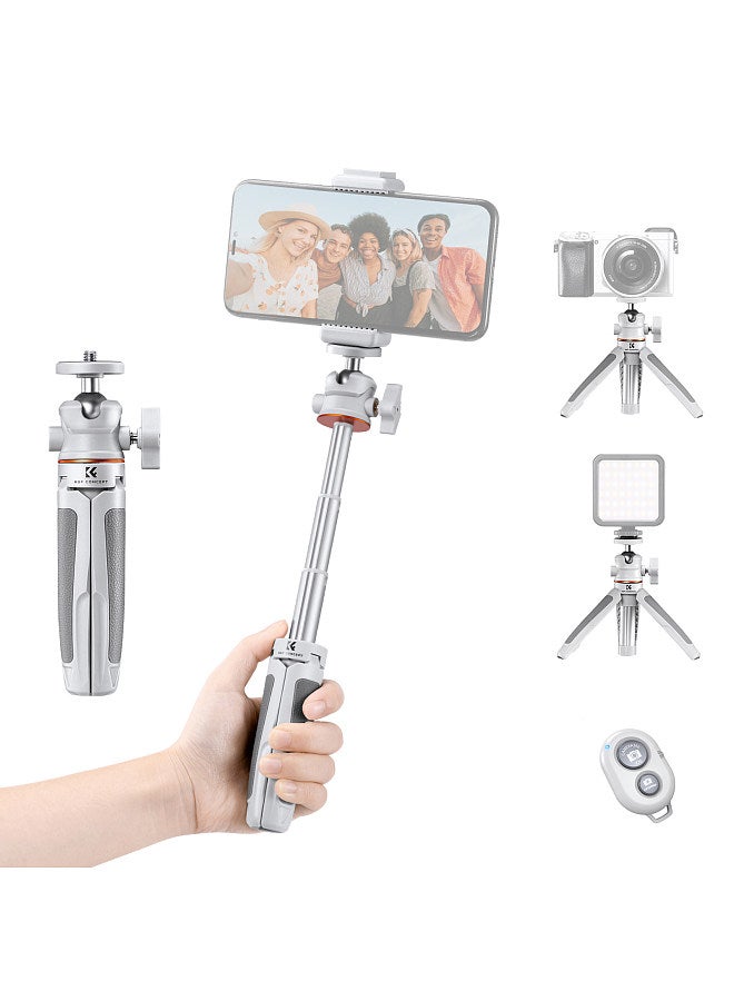 Portable Extendable Selfie Stick Tripod Aluminum Alloy 1/4 In Screw 2kg Load Capacity with Phone Holder Remote Shutter Replacement