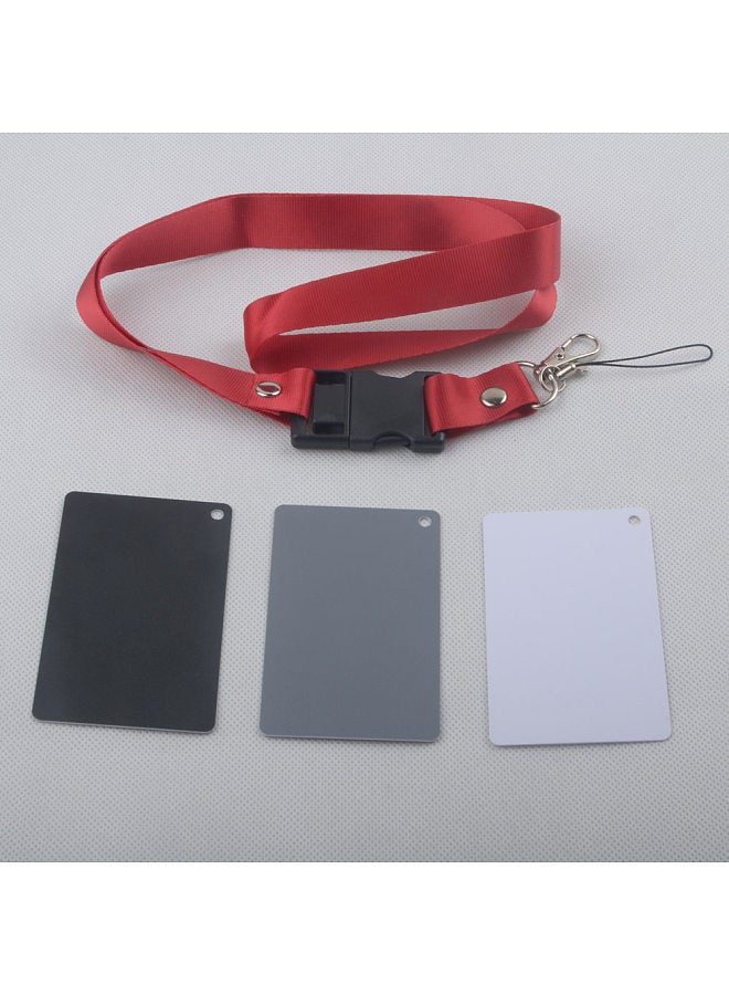 3 in 1 Pocket-Size Digital White Black Grey Balance Cards 18% Gray Card with Neck Strap for Digital Photography
