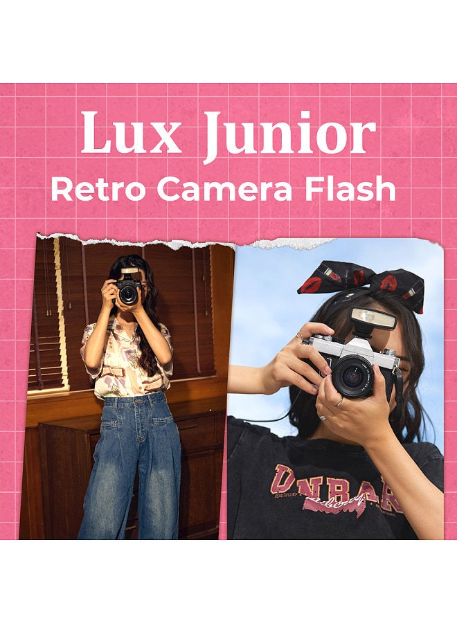 Lux Junior Camera Flash GN12 6000K Color Temperature Auto & Manual Modes 1/1-1/64 Flash Power 28mm Focal Length Replacement for Canon Nikon Sony Fuji Olympus Hot-shoe Cameras