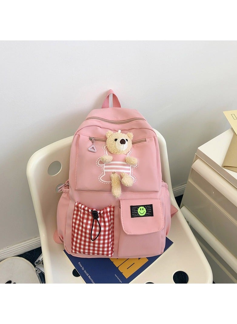Kawaii  Girls Backpack with Cute Plush Pendant Kawaii Kids School Backpack Cute Aesthetic Backpack