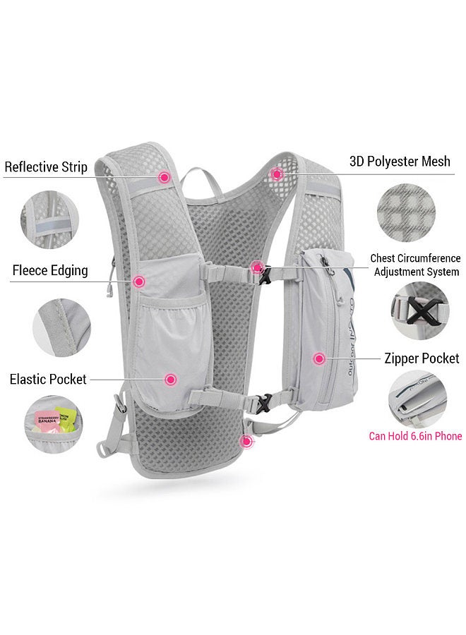 5L Running Hydration Vest Backpack Breathable Jogging Sports Backpack with 1.5L Water Bladder