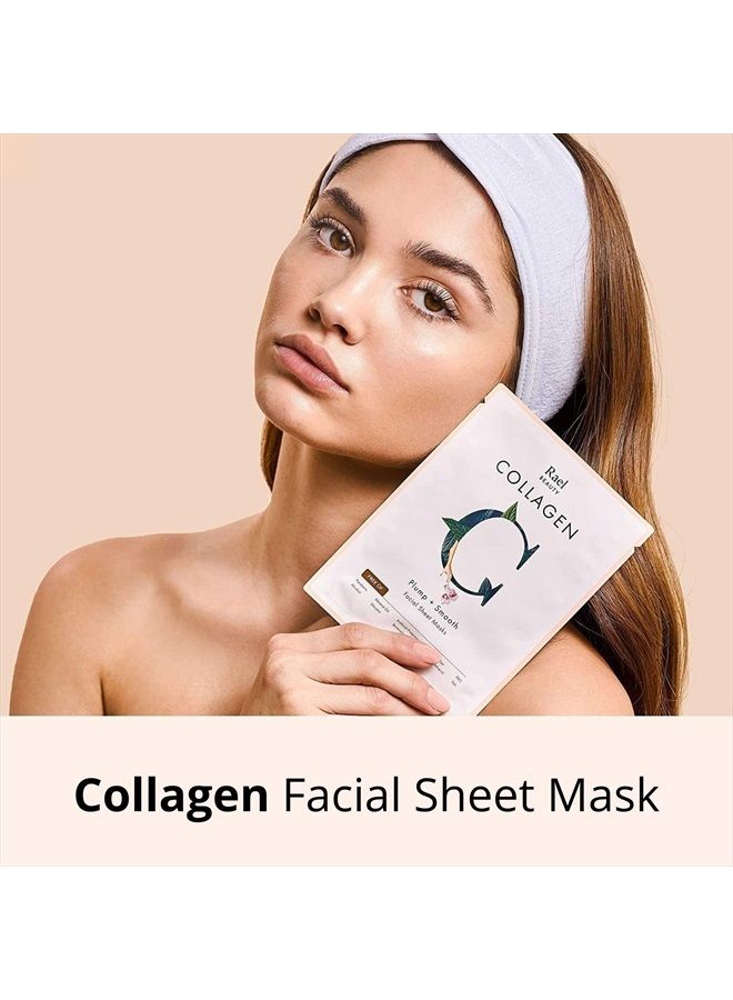 Face Mask Skin Care, Collagen Face Masks - Bamboo Facial Sheet Mask with Collagen Essence and Fruit Extracts, All Skin Types, Nourishing and Moisturizing (Collagen, 5 Sheets)