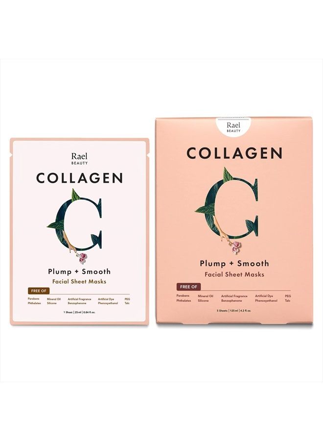 Face Mask Skin Care, Collagen Face Masks - Bamboo Facial Sheet Mask with Collagen Essence and Fruit Extracts, All Skin Types, Nourishing and Moisturizing (Collagen, 5 Sheets)