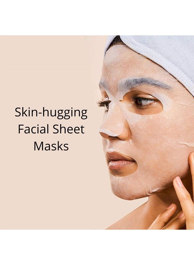 Face Mask Skin Care, Collagen Face Masks - Bamboo Facial Sheet Mask with Collagen Essence and Fruit Extracts, All Skin Types, Nourishing and Moisturizing (Collagen, 5 Sheets)