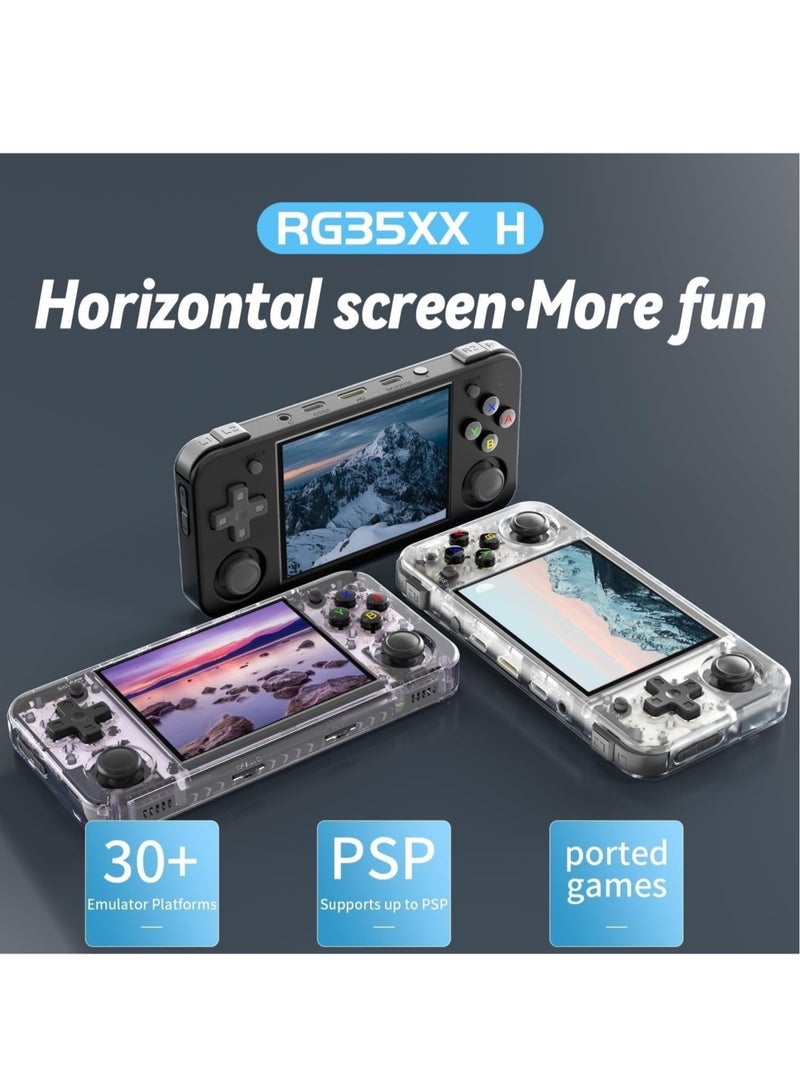 RG35XX H Retro Handheld Game Console, 3.5 Inch IPS Screen Linux System Built-in 64G TF Card 5528 Games Support HDMI TV Output 5G WiFi Bluetooth 4.2 (Black)