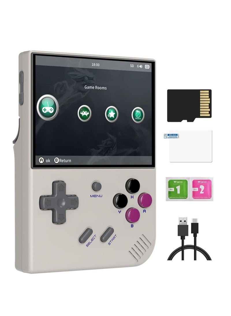 RG35XX Plus Linux Handheld Game Console, 3.5'' IPS Screen, Pre-Loaded 6900 Games, 3300mAh Battery, Supports 5G WiFi Bluetooth HDMI and TV Output (64GB, Grey)