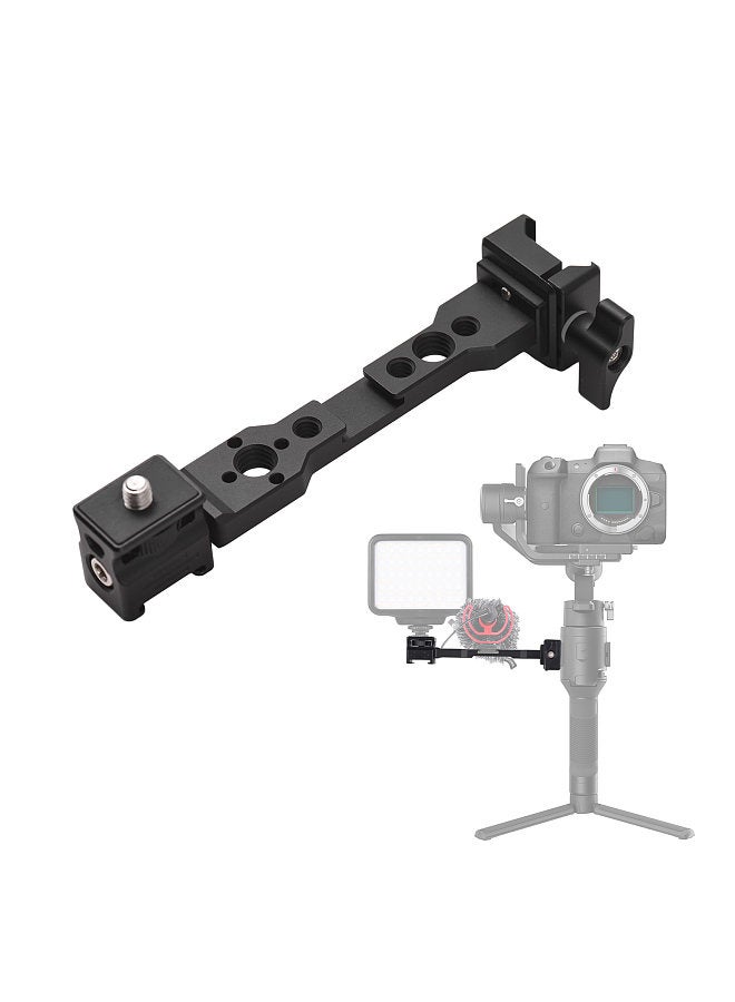 Universal Aluminum Alloy Gimbal Extention Bar Bracket Handheld Stabilizer Accessories with Numerous 1/4in & 3/8in Threaded Holes 2 Cold Shoe Mounts & 1/4in Screw