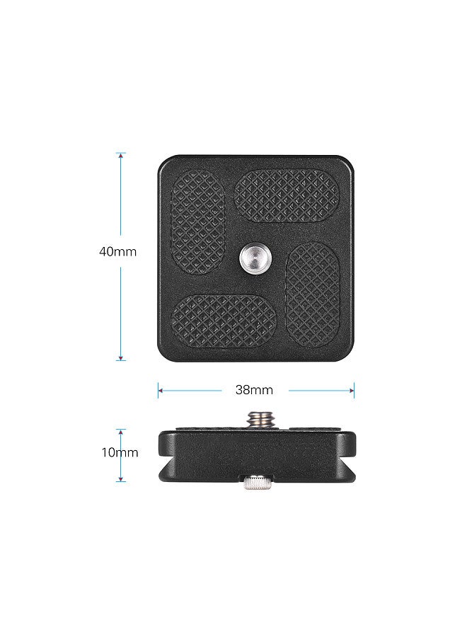 40*38mm Size Aluminum Alloy Universal Quick Release Plate D-40T QR Plate with 1/4 Inch Screw for Arca Swiss Benro Monopod Tripod Ball Head Camera Accessory