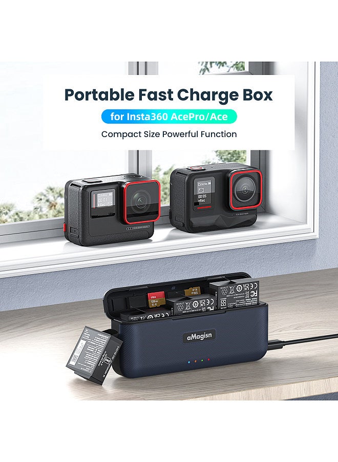 3-slot Fast Charge Box Battery Charger Type-C PD Fast Charging Case Sports Camera Accessory Replacement for Insta360 Ace/ Ace Pro