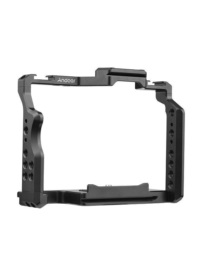 Camera Cage Aluminum Alloy Video Cage with Dual Cold Shoe Mounts Numerous 1/4 Inch Threads Replacement for Sony A7IV/ A7III/ A7II/ A7R III/ A7R II/ A7S II