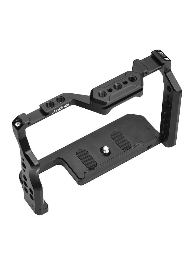 Camera Cage Aluminum Alloy Video Cage with Dual Cold Shoe Mounts Numerous 1/4 Inch Threads Replacement for Sony A7IV/ A7III/ A7II/ A7R III/ A7R II/ A7S II