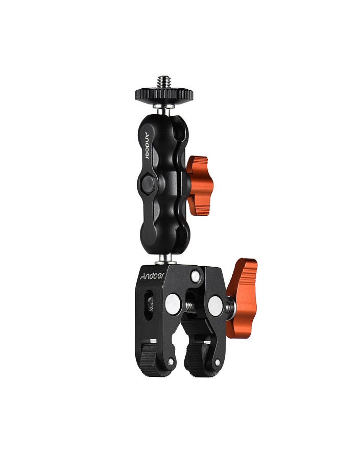 Multi-functional Clamp Ball Mount Clamp Articulating Friction Arm Super Clamp with 1/4 Inch Screw for GPS Monitor LED Video Light Flash Light Microphone