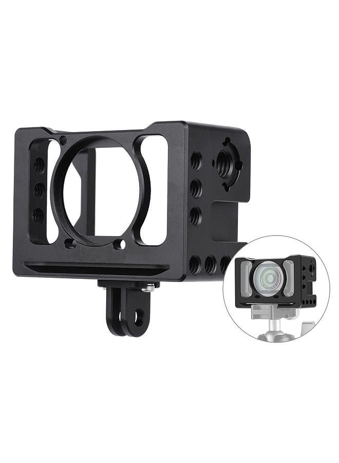 Aluminum Alloy Camera Vlog Cage Protective Camera Cage with 1/4 3/8 Inch Screw Holes Compatible with Sony RX0 II Digital Camera Microphone Tripod Fill Light