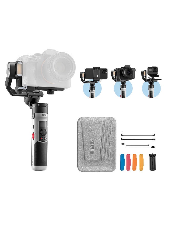CRANE-M2 S Compact Handheld 3-Axis Gimbal Stabilizer with LED Fill Light Built-in Battery PD Quick Charging for Smartphone Sports Camera Mirrorless Camera