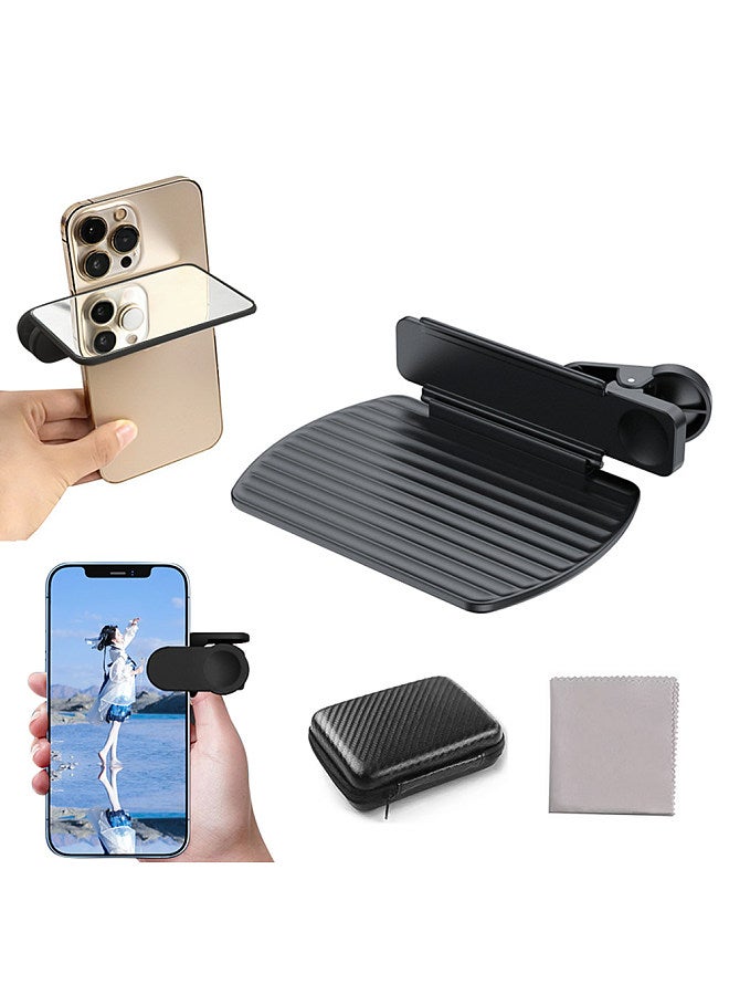Portable Smartphone Camera Mirror Reflection Clip Kit with Carrying Bag Cleaning Cloth Adjustable Mobile Phone Reflection Clip