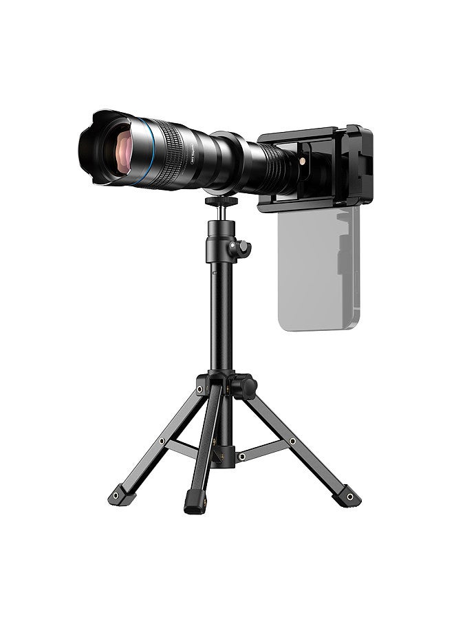 Mobile Phone 36X Telephoto Lens Kit with Metal Tripod Universal Phone Clip Lens Bag for Hiking Camping Wildlife Observation Moon Sports Game Concert Watching