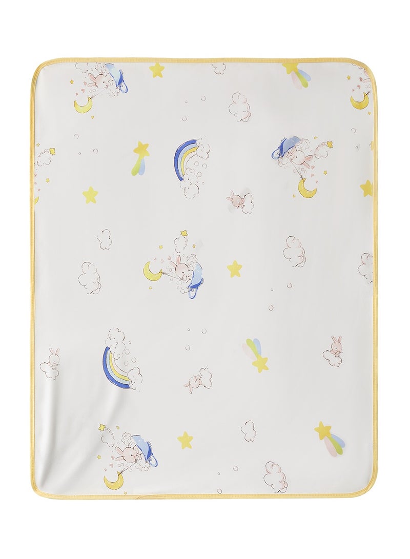 Rabbit Printed Baby Changing Pads - Waterproof Cotton Diaper Pads - Portable Crib Mattress Playmats - Super Breathable Stretch 80x100cm