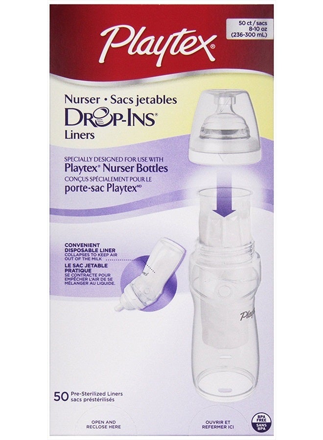 Nurser System Drop Ins Bottle Liners, Pre-Formed, Soft, 50 ct, 8 oz
