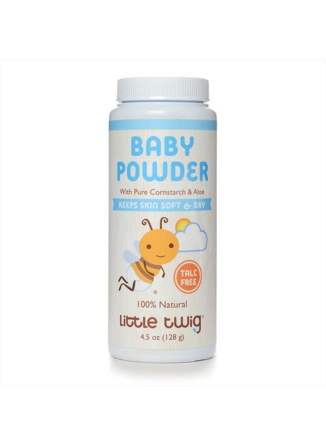 Baby Powder, Natural Plant Derived Formula with Cornstarch and Aloe, 100% Talc-Free Powder, Fragrance-Free, 4.5 oz