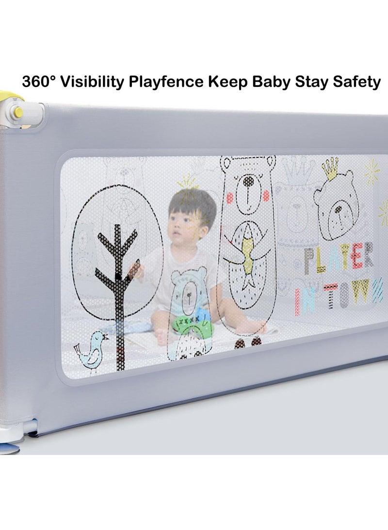 Baby Playpen Not Include Playmat，Sturdy Safety Play Yard Playpen for Babies and Toddlers，Baby Fence Play Pen Playard with Suction Cup Bases and Soft Breathable Mesh (150 * 180cm)