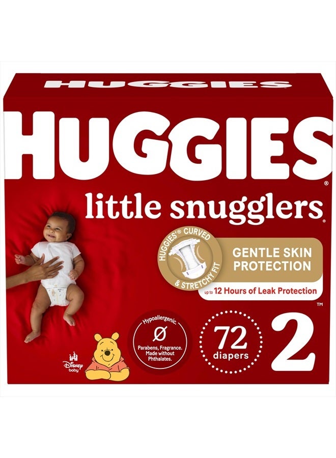 Huggies Size 2 Diapers, Little Snugglers Baby Diapers, Size 2 (12-18 lbs), 72 Count