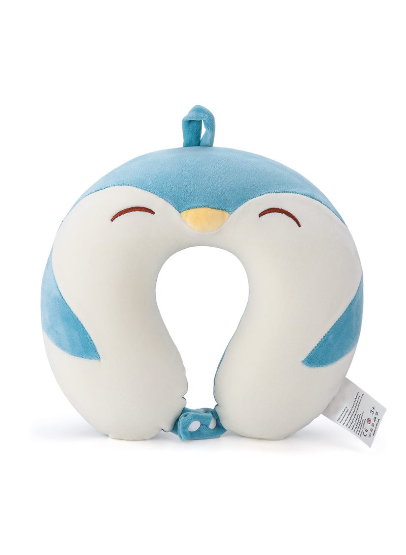 Pure Memory Foam Penguin Travel Pillow Kids Neck Pillow for Traveling Accessory for Airplane Travel Road Trip Neck Chin Support Stops Head from Falling Forward Washable
