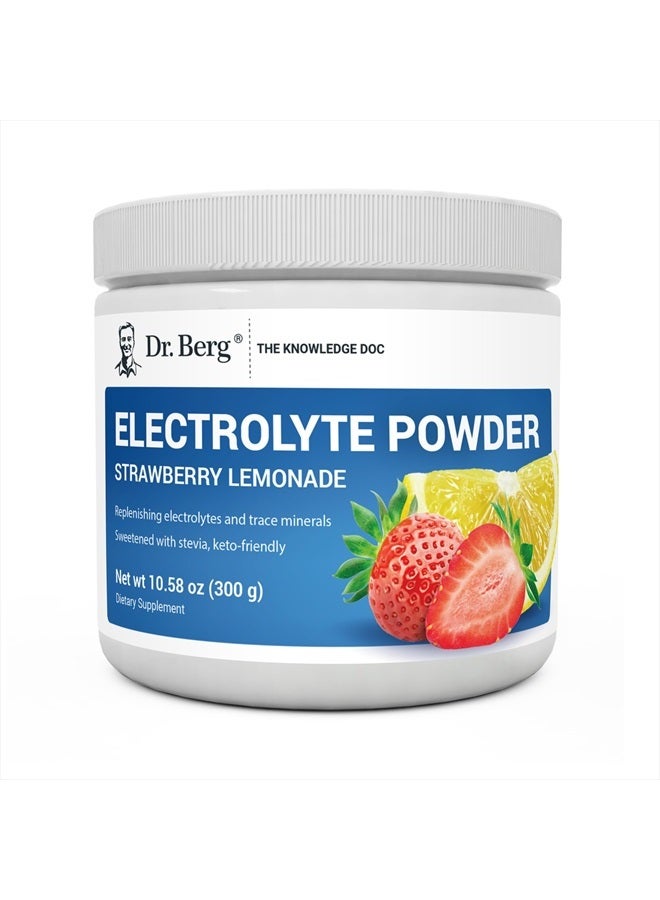 Dr. Berg Zero Sugar Hydration Keto Electrolyte Powder - Enhanced w/ 1,000mg of Potassium & Real Pink Himalayan Salt (NOT Table Salt) - Strawberry & Lemonade Hydration Drink Supplement - 50 Servings