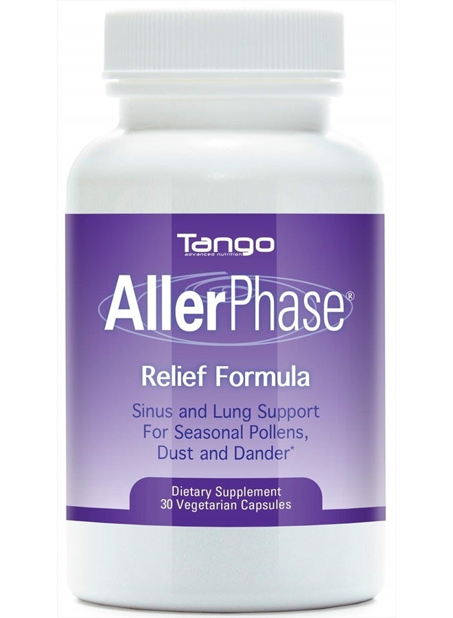 AllerPhase Natural Herbal Sinus and Lung Relief Supplement for Seasonal Respiratory Discomfort Caused by Pollens, Dust, and Dander (30 Vegetarian Capsules)