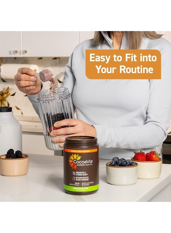 Cardio Health Cocoa Powder, 60 Servings, 500mg Cocoa Flavanols, Support Heart Health, Boost Nitric Oxide, Improve Circulation, Energy, Preworkout, Vegan, Dark Chocolate Cacao