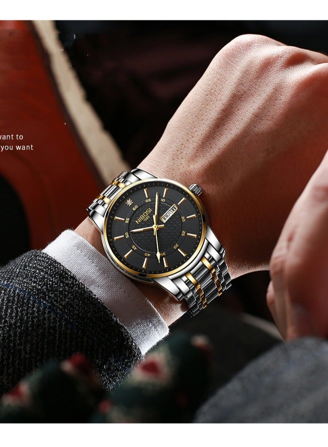 Men's Fashion Business Dual Calendar Luminous Waterproof Quartz Watch