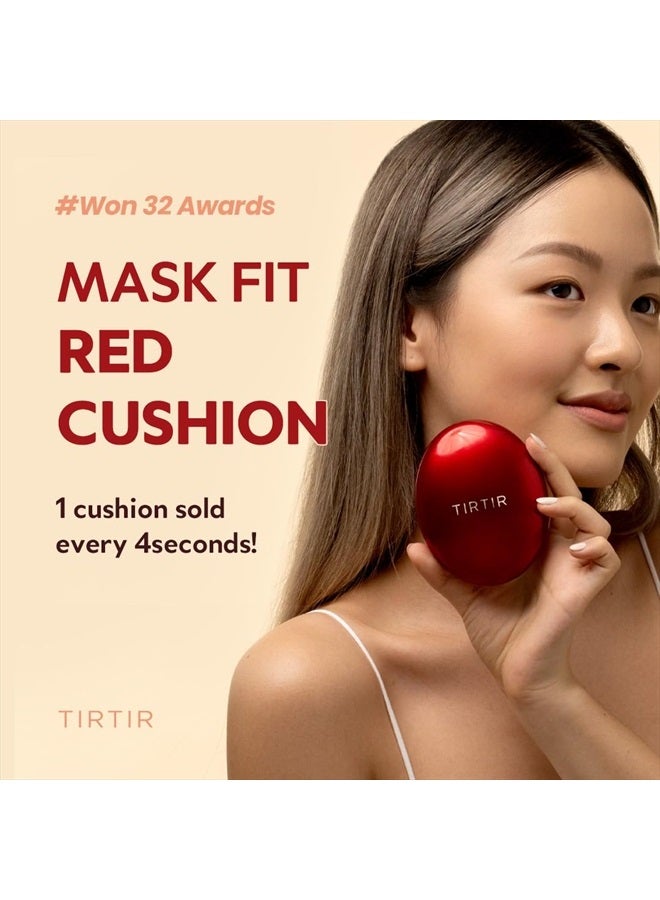 Mask Fit Red Cushion Foundation | Japan's No.1 Choice for Glass skin, Long-Lasting, Lightweight, Buildable Coverage, Semi-Matte Finish, Korean Cushion Foundation (21N Ivory, 0.15 oz.(Mini))