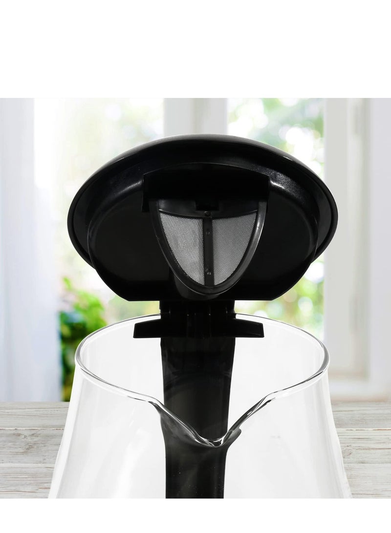 Glass-bodied electric cordless kettle 1.7-liter