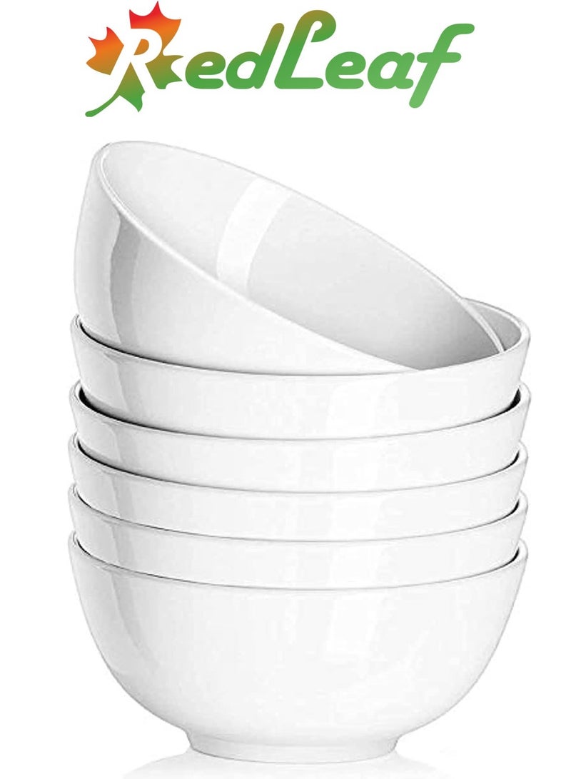 6 Inch 22 oz Ceramic Soup Bowls for Kitchen - White Bowls for Cereal, Soup, Oatmeal, Rice, Pasta, Salad - Dishwasher & Microwave Safe (6pcs)