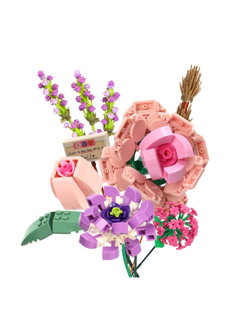 Flower Bouquet Building Blocks, Building Block Flower Creativity Artificial Flowers Building Toy Set for 6+ Kids, Gift for Children, Friends, Families