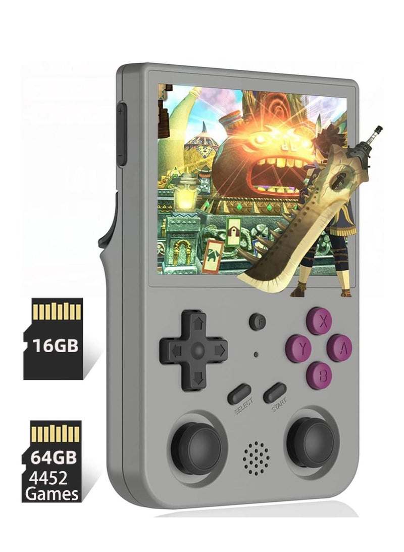 RG353V Retro Handheld Game with Dual OS Android 11 and Linux, RG353V with 64G TF Card Pre-Installed 4452 Games Supports 5G WiFi 4.2 Bluetooth  (Grey)