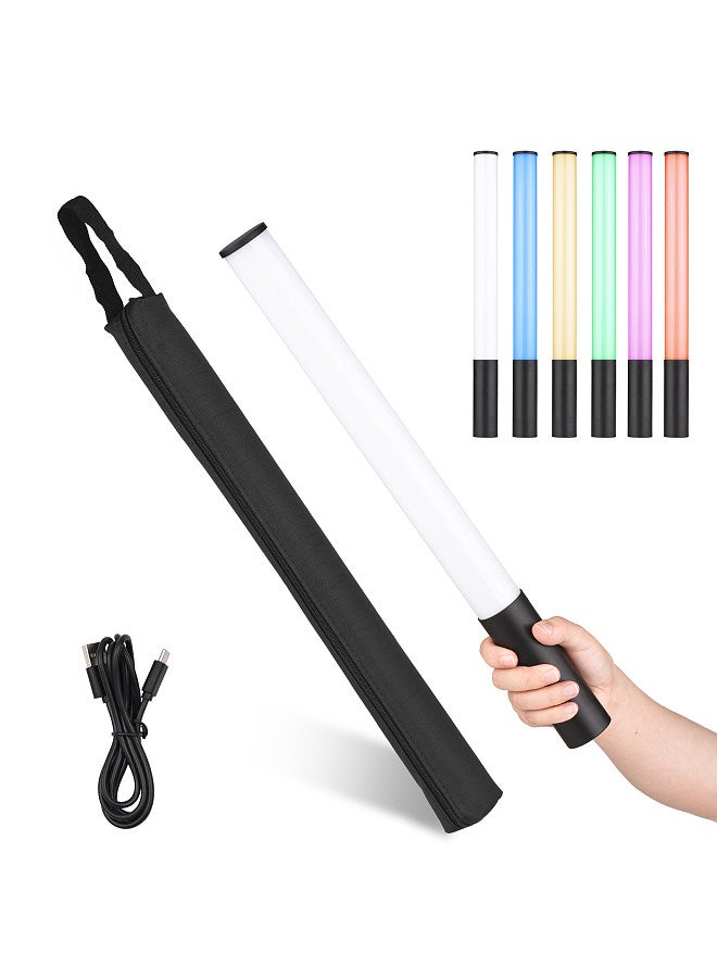 RGB Light Wand Stick Handheld Photography Video Light Bi-Color Temperature 2500K-9900K 12 Levels Dimmable Brightness with 7 Kinds of Special Lighting Effects Magnetic Absorption