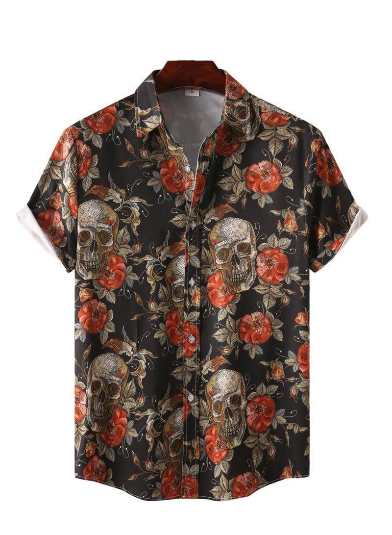 Summer new men's floral shirt beach floral short-sleeved shirt men's short-sleeved shirt