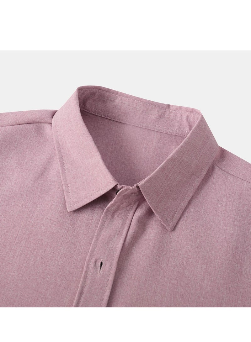 Summer new men's solid color short-sleeved casual shirt slim shirt